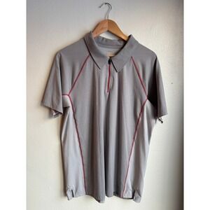 Cabelas XPG Mens Gray Red Stitch‎ Quarter Zip Short Sleeve Polo Shirt M